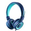 Kids Headphones - noot products K11 Foldable Stereo Tangle-Free 3.5mm Jack Wired Cord On-Ear Headset for Children/Teens/Boys/Girls/Smartphones/School/Kindle/Airplane Travel/Plane/Tablet (Navy/Teal) view 1