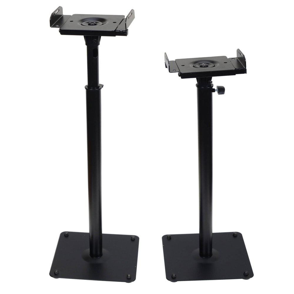 VideoSecu 2 Height Adjustable Heavy-Duty Steel Speaker Stands for Satellite Surround Sound Speakers MS07B2 M99