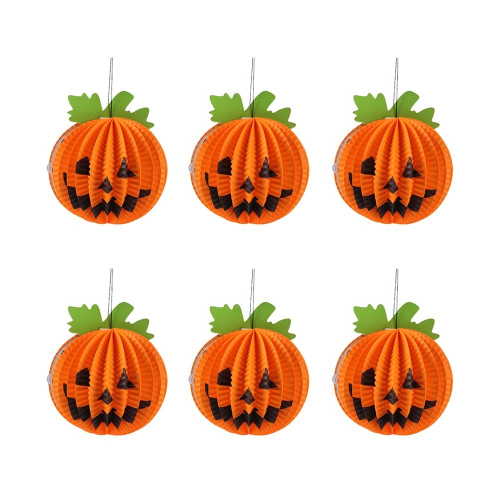 BESTOYARD Halloween Pumpkin Lantern 5 Inch Paper Lanterns for Spooky Home Decor Parties and Festival Lighting