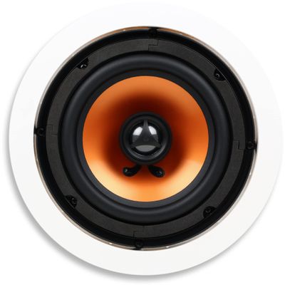 Micca M-6C 2-Way in-Ceiling Round Speaker, 7.6" Cutout Diameter, Whole House Audio, Home Theater, Indoor or Covered Outdoor, 6.5" Woofer, 1" Tweeter, White, Paintable, Each