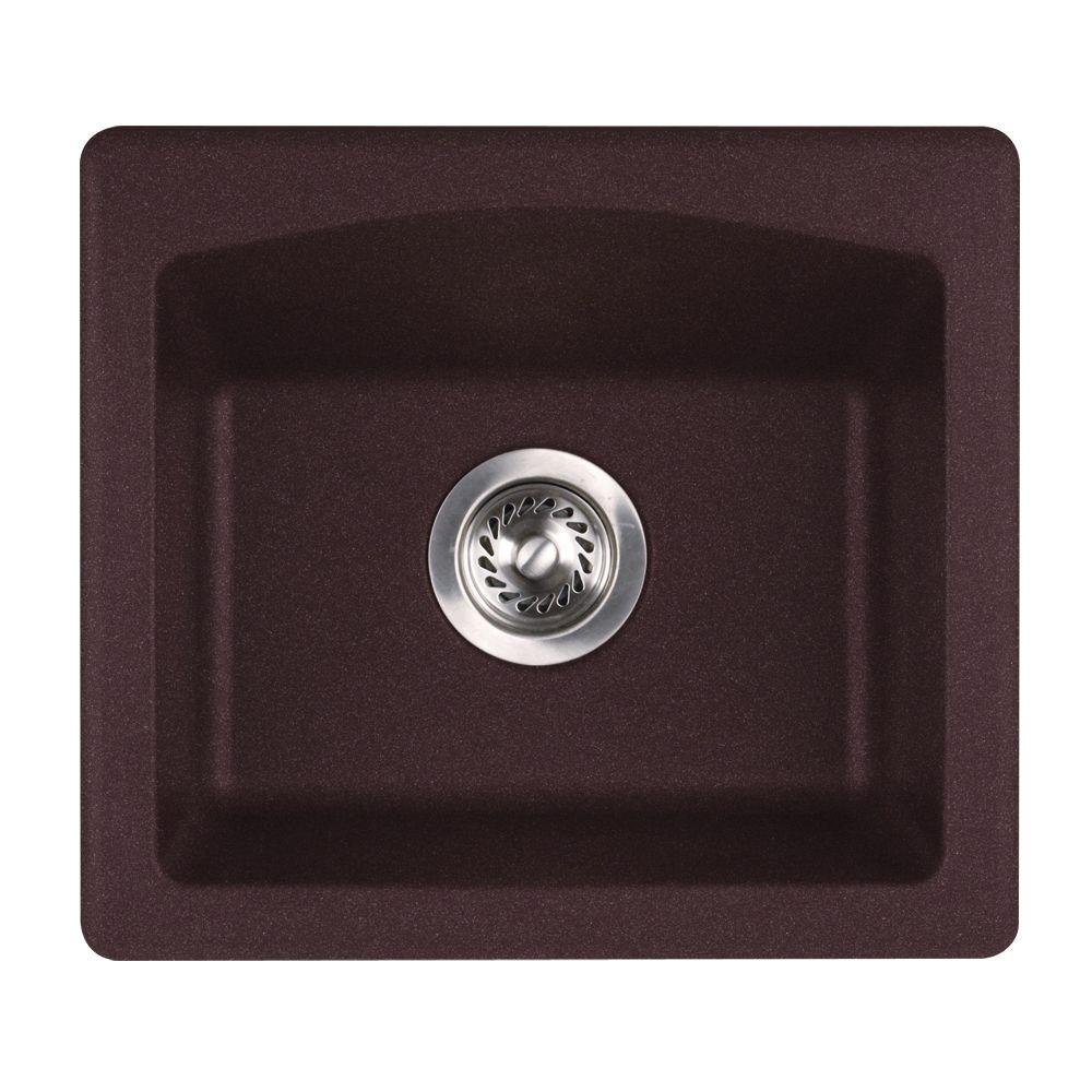 Swan QZ01816BS.170 16-in L x 18-in W x 7.5-in H Granite Kitchen Sink, Espresso
