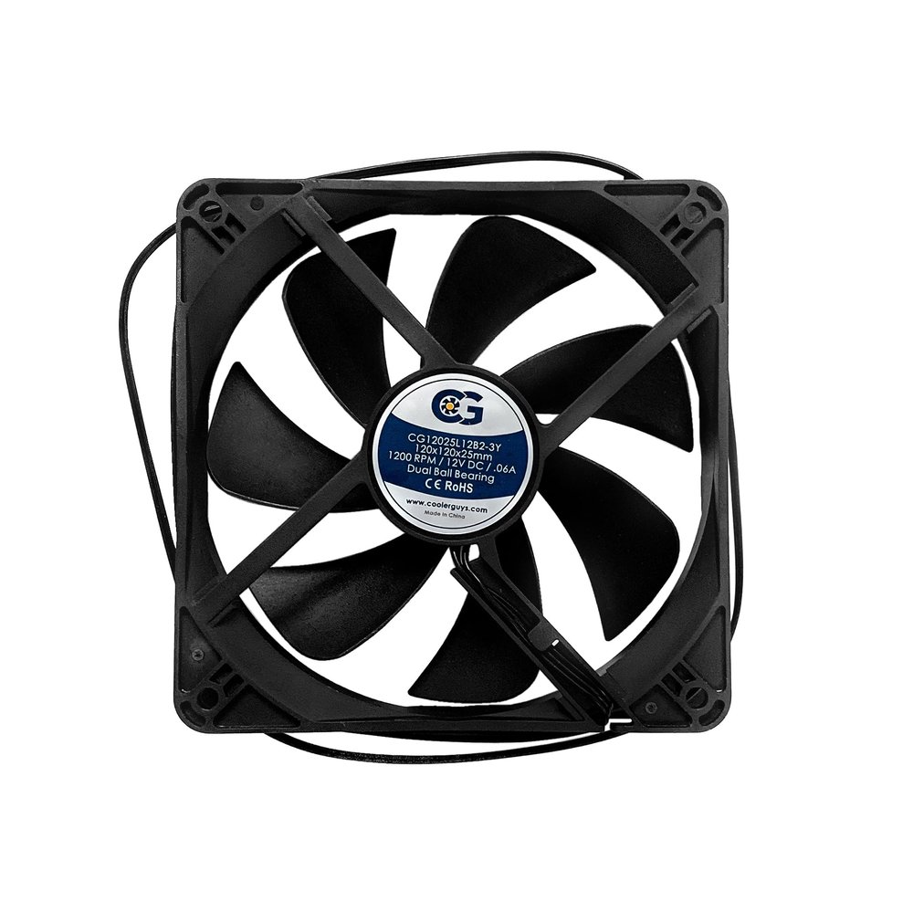 Coolerguys Dual Ball Bearing 12v 3pin Fan (120x25mm, Low Speed)