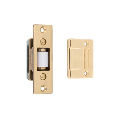 idh by St. Simons 12017-003 Premium Quality Solid Brass Heavy Duty Silent Roller Latch with Adjustable Square Strike, Polished Brass