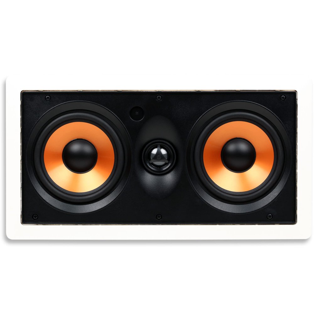Micca M-CS Dual 5.25 Inch 2-Way in-Wall Center Channel Speaker for Home Theater, Whole House Audio, MTM LCR Design, 5.25" Poly Woofers, 1" Pivoting Silk Tweeter, White, Paintable, Each