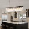 7PM Rectangle Crystal Chandelier Lighting, Crystal Chandeliers for Dining Rooms Rectangular Chandeliers Black Chandelier Crystals Light Fixtures Modern Pendant Ceiling Light for Kitchen Island 47'' view 3