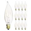 KOR (Pack of 12) 15 Watt Clear Candelabra Base (E12) Flame Tip 120V Decorative Dimmable Chandelier Lights Bulbs view 2