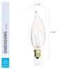 KOR (Pack of 12) 15 Watt Clear Candelabra Base (E12) Flame Tip 120V Decorative Dimmable Chandelier Lights Bulbs view 4