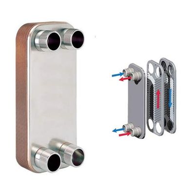 BRAZETEK 40-plate Heat Exchanger Brazed Plate - Stainless Steel SS 316L, Dimensions 4x12, Ports 1" MNPT Hydronic Heating, Radiant Floor Heat, Domestic Hot Water Heating, Snow Melt, Oil Cooling