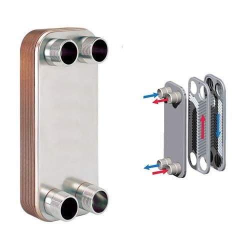BRAZETEK 40-plate Heat Exchanger Brazed Plate - Stainless Steel SS 316L, Dimensions 4x12, Ports 1" MNPT Hydronic Heating, Radiant Floor Heat, Domestic Hot Water Heating, Snow Melt, Oil Cooling