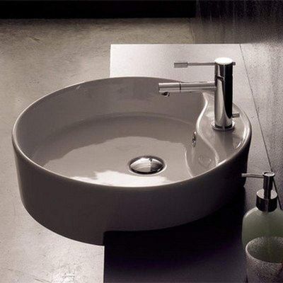 Scarabeo 8029/D-One Hole-637509854911 Round Semi-Recessed Ceramic Sink, White