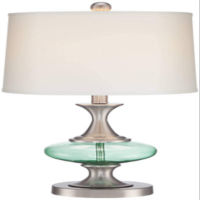 Reiner 23" High Table Lamp Brushed Nickel Blue-Green Glass Urn Modern