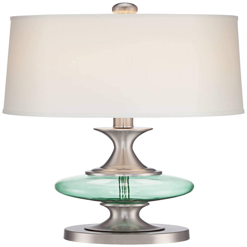 Reiner 23" High Table Lamp Brushed Nickel Blue-Green Glass Urn Modern