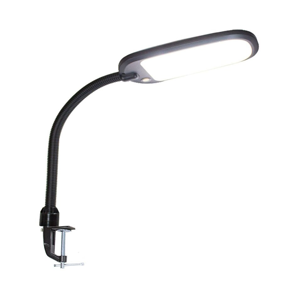 HomeConcept LED Clamp Lamp Bright-Reader Full Spectrum Hi-Output 2,100 LUX, Dimmable, Energy Efficient 12w, 6,400k (for Paperwork,Reading, Knitting, Hobbies) Black Color with Adjustable Goose-Neck