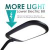 HomeConcept LED Clamp Lamp Bright-Reader Full Spectrum Hi-Output 2,100 LUX, Dimmable, Energy Efficient 12w, 6,400k (for Paperwork,Reading, Knitting, Hobbies) Black Color with Adjustable Goose-Neck view 4