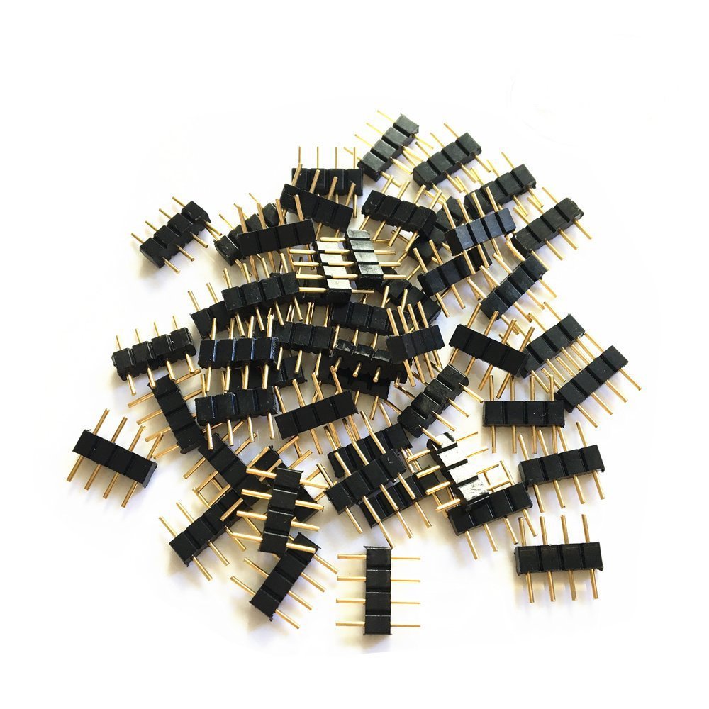 HUALAND 50pcs 10mm Black 4 Pin Pol Cable Connector Clutch Adapter 4 pin RGB LED Connector for RGB5050 3528 LED Strip Strip