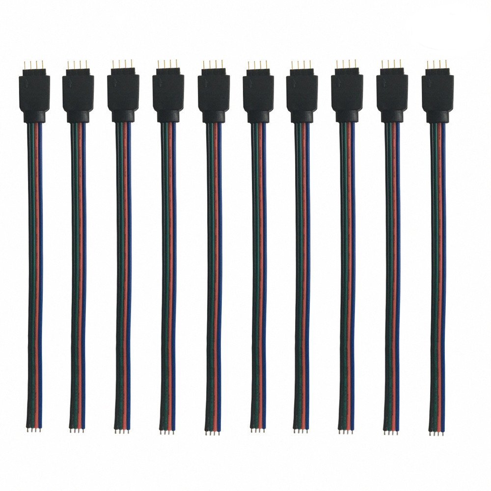 10 pcs/Pack 5.9 inch / 150 mm 4 Pin RGB LED Strip Lights Extension Cable Connector4 PIN RGB Male and Female Connector Wire Cable for 3528 5050 SMD LED Strip