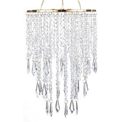 Sunli House Modern Mini Chandelier Shade,H12.9 X W8.66 Chandeliers Light Fixture Sparkling Decorations for Wedding Centerpiece Lampshade with Acrylic Jewel Droplets