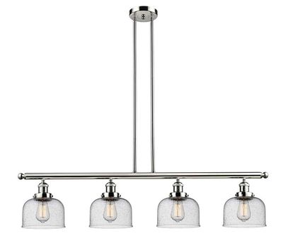 Innovations Lighting 214-PN-G74 Large Cone - Four Light Adjustable Stem Island, Polished Nickel Finish with Seedy Glass