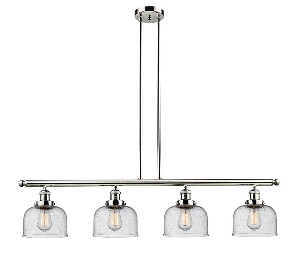 Innovations Lighting 214-PN-G74 Large Cone - Four Light Adjustable Stem Island, Polished Nickel Finish with Seedy Glass