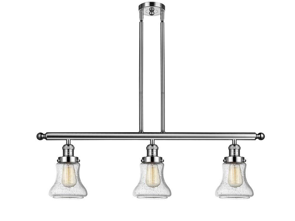Innovations Lighting 213-PN-G194 Bellmont - Three Light Adjustable Stem Island, Polished Nickel Finish with Seedy Glass