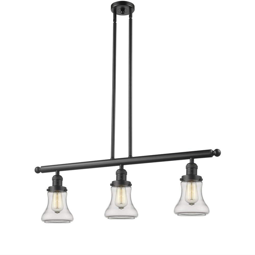 Innovations Lighting 213-OB-G192 Bellmont - Three Light Adjustable Stem Island, Oiled Rubbed Bronze Finish with Clear Glass