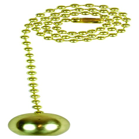 Jandorf 60314 Pull Chain with Solid Brass Ball, 12" Long Solid Brass Beaded Chain