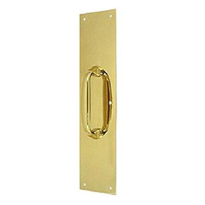 Deltana PPH55U3 3 1/2-Inch x 15 -Inch Push Plate with Handle, Polished Brass