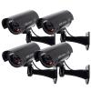 F FINDERS&CO Outdoor Fake Security Camera, Dummy CCTV Surveillance System with Realistic Red Flashing Lights and Warning Sticker (4, Black) view 1