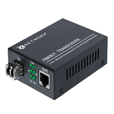 Networx Gigabit Ethernet Fiber Media Converter - UTP to 1000Base-LX - LC Multimode, 550m, 1300/1310nm