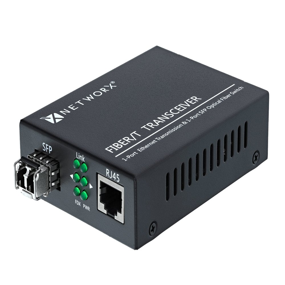 Networx Gigabit Ethernet Fiber Media Converter - UTP to 1000Base-LX - LC Multimode, 550m, 1300/1310nm