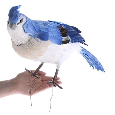 Factory Direct Craft Large Feathered Artificial Blue Jay Bird with Attached Wires