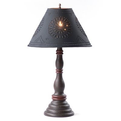 Davenport Lamp in Espresso and Salem Brick Stripe with Shade