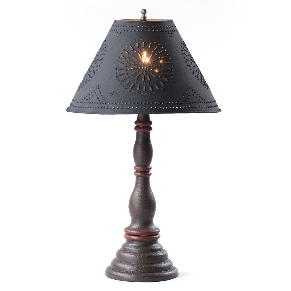 Davenport Lamp in Espresso and Salem Brick Stripe with Shade