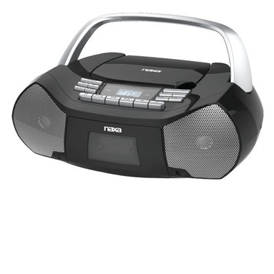 Naxa Electronics NPB-268 Portable CD/Cassette Boombox, Silver/Black
