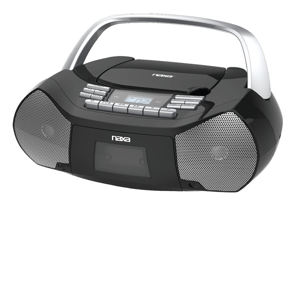 Naxa Electronics NPB-268 Portable CD/Cassette Boombox, Silver/Black