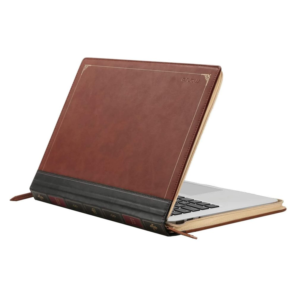MOSISO Compatible with MacBook Air 13 inch Case A1466 A1369 Older Version 2010-2017 Release, PU Leather Laptop Sleeve Vintage Retro Zippered Portfolio Protective Case Cover, Brown