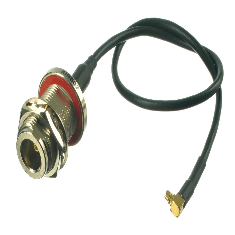 AIR802 CA100 Pigtail Antenna Cable, N Jack-Female Bulkhead to MMCX Plug-Male Right Angle 8 inches