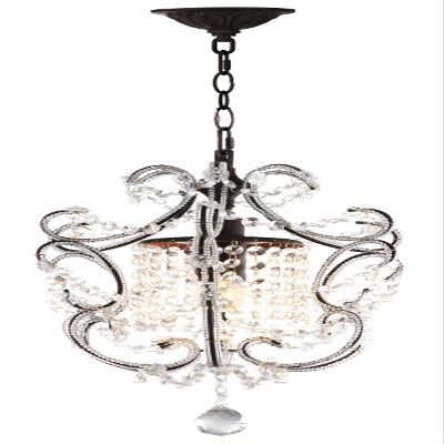 SAFAVIEH Lighting Collection Luna Shabby Chic Farmhouse Brown Iron/ Crystal 12-inch Diameter 1-light Adjustable Hanging Chandelier Light Fixture (LED Bulbs Included)