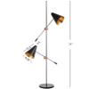 SAFAVIEH Lighting Collection Reed Modern Contemporary Scandinavian Retro Chrome/ Black 71-inch 2-light Living Room Bedroom Home Office Standing Tree Floor Lamp (LED Bulbs Included) view 3