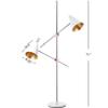SAFAVIEH Lighting Collection Reed Modern Contemporary Scandinavian Retro Chrome/White 71-inch 2-Light Living Room Bedroom Home Office Standing Tree Floor Lamp (LED Bulbs Included) view 2