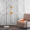 SAFAVIEH Lighting Collection Reed Modern Contemporary Scandinavian Retro Chrome/White 71-inch 2-Light Living Room Bedroom Home Office Standing Tree Floor Lamp (LED Bulbs Included) view 4