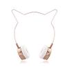 LUX ACCESSORIES Rose Gold Cat Ear Headphones Wire Frame Headset w Microphone view 1