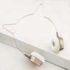 LUX ACCESSORIES Rose Gold Cat Ear Headphones Wire Frame Headset w Microphone view 2