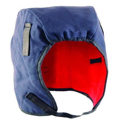 OccuNomix Navy Blue 100% Cotton Twill Hot Rods Classic Regular Length Winter Liner with Fleece Lining, Insulated Ear Barrier and Warming Pack Pockets (Warming Pads Sold Separately), Regular Length (9-10.5")