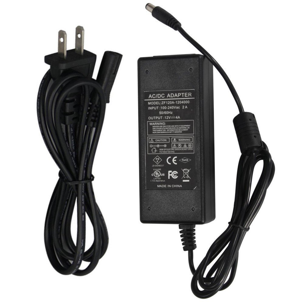 12V Power Supply 4A Power Adapter Supply, Signcomplex AC 100-240V to DC 12V Transformers, Switching Power Supply, 12VDC LED Driver for 12V 3528/5050 LED Strip Lights, 48W Max, 2.1mm X 5.5mm US Plug
