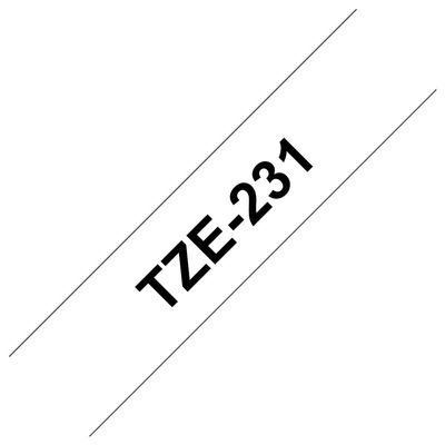 Brother Genuine P-Touch TZE-221 Tape, Extra Strength 9mm, 0.35", Laminated Black on White Water-Resistant, Single-Pack