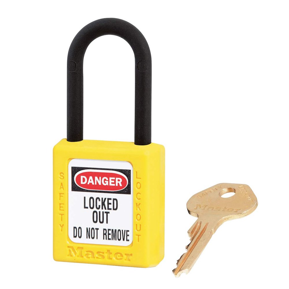 Master Lock 406YLW Dielectric Xenoy Safety Padlock with Short Body, 1-1/2" Shackle, Yellow