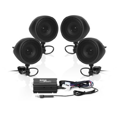 BOSS Audio Systems MCBK470B Motorcycle Bluetooth Speaker System - Class D Compact Amplifier, 3 Inch Weatherproof Speakers, Volume Control, Great for Use With ATVs and 12 Volt Vehicles