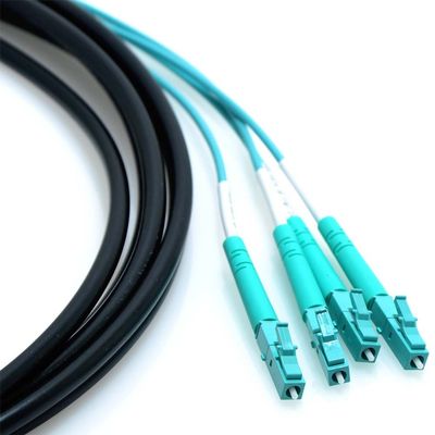 50Force 10m LC/LC 4-Strand OM3 Multimode 50/125 10GB Indoor/Outdoor Plenum Rated Fiber Cable with 18" Furcated Legs