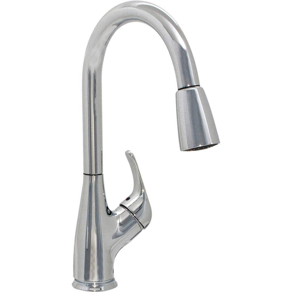 EZ-FLO High-Arc Kitchen Sink Faucet with Pull-Down Head Sprayer, Chrome, 10391
